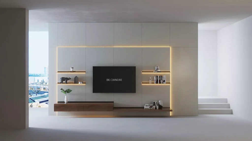 BK CIANDRE TV WALL SYSTEM WITH PORCELAIN MODERN TV LED CABINET