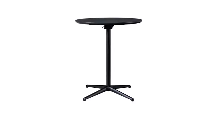 Black Round Folding Table for Patio and Bistro Outdoor Indoor Small Side Table with Adjustable Feet BK CIANDRE