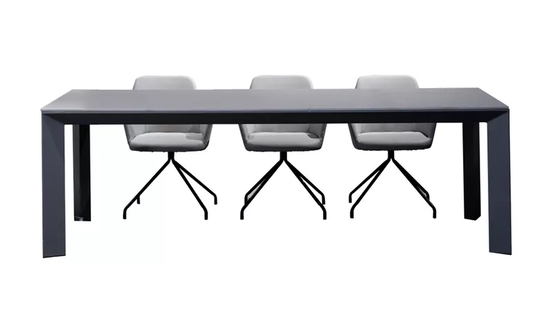 Cemento Grigio Tavolo da pranzo minimalista con piano in ceramica e base in alluminio