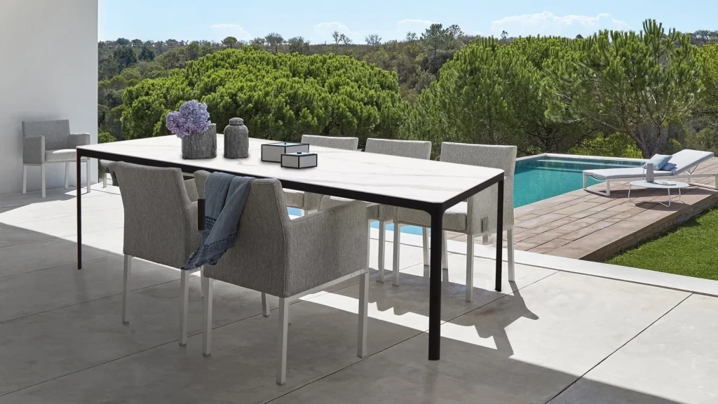 White Ceramic Top Table for Outdoor