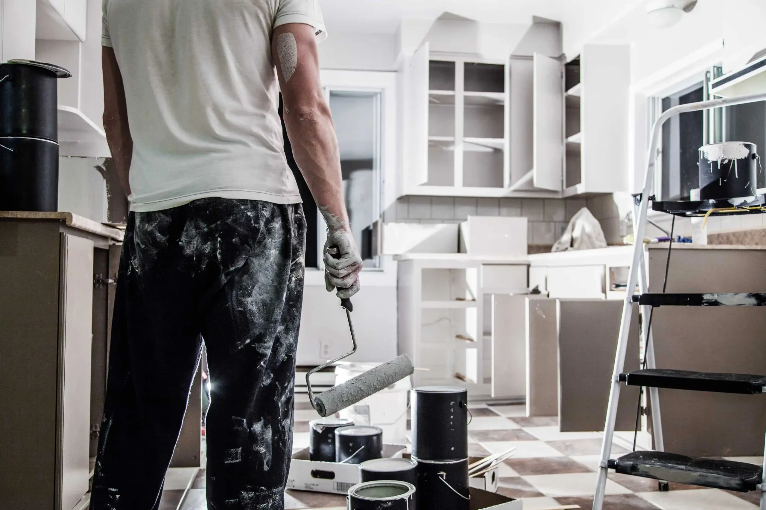 Refinishing and Painting kitchen cabinet