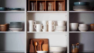 Opening shelves-Open shelves vs. kitchen cabinets