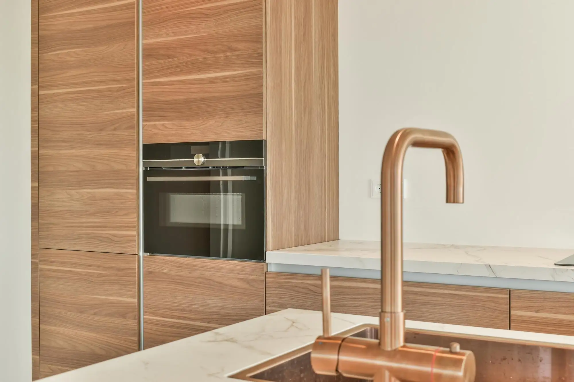 two-toned kitchen sink cabinets