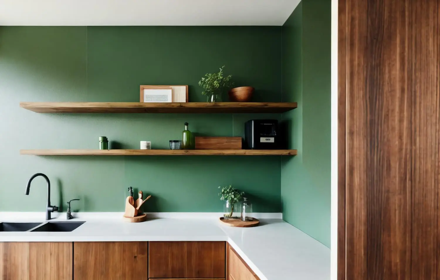 walnut kitchen cabinets with Pop-Up Colors