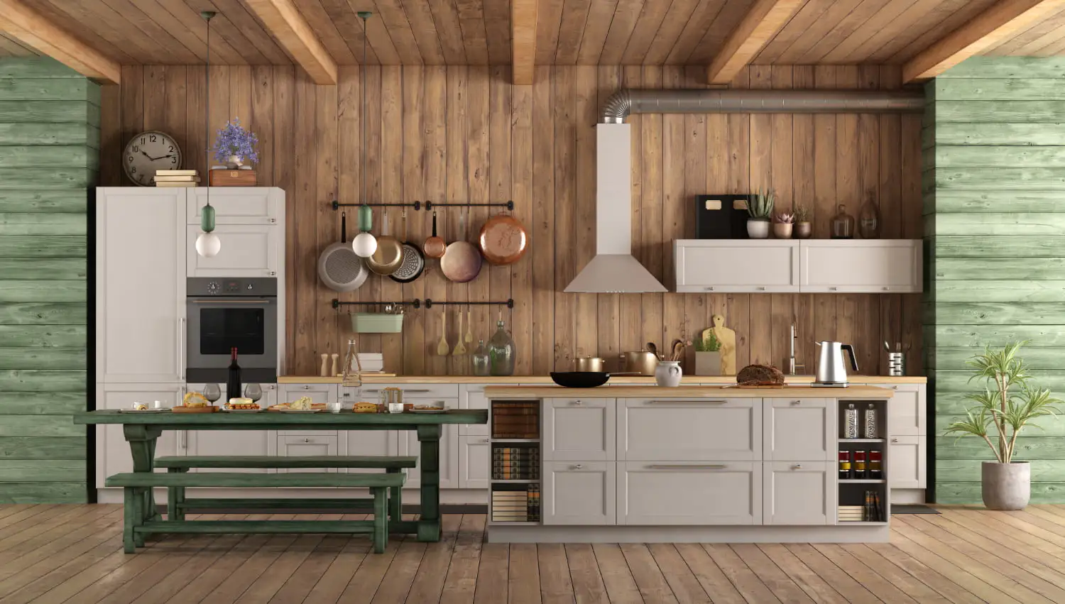 Charcoal With Cream Kitchen Cabinet