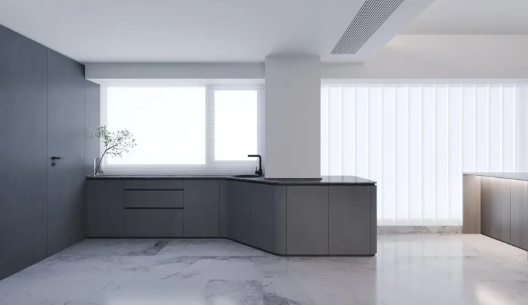 White Wall Goes with Gray Kitchen Cabinets