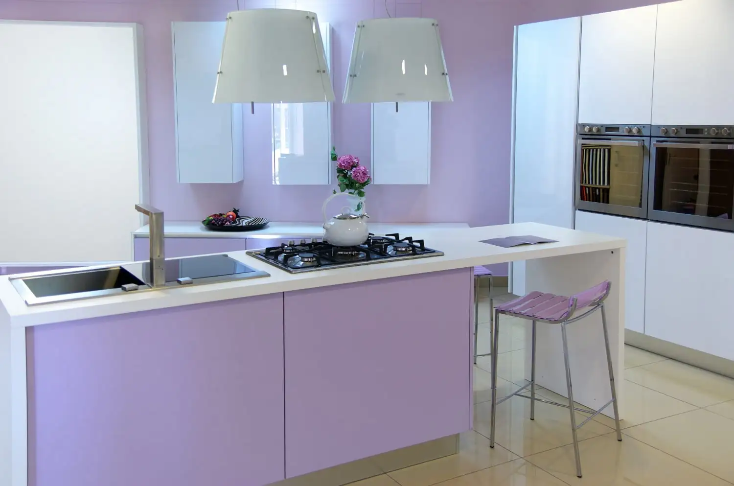cold colour With Cream Kitchen Cabinet