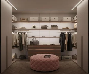 Trendy walk-in closet ideas for 2024 with island