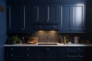 dark blue kitchen decor interior design house improvement classic english frame kitchen cabinets countertop applience country house generativewebp