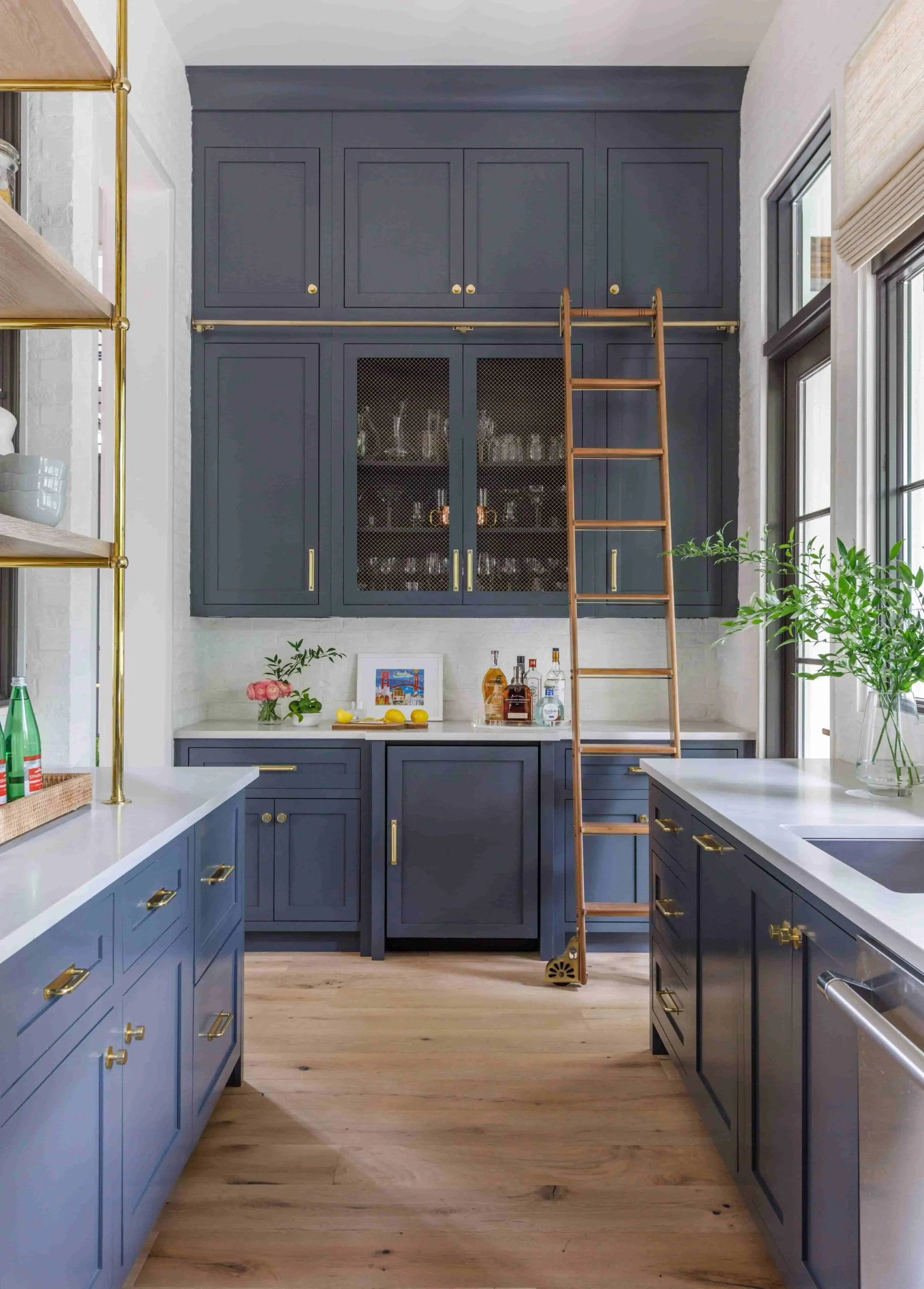 Rolling Ladder for High Cabinets adding function and style