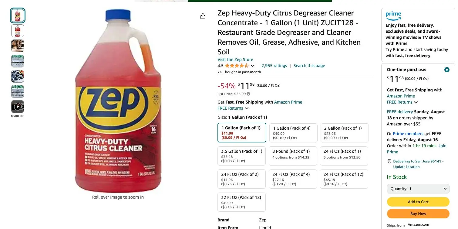 Zep 強力シトラス脱脂洗浄剤濃縮液 1ガロン 1ユニット ZUCIT128 レストラングレードの脱脂洗浄剤と洗浄剤で、油脂、接着剤、キッチンの汚れを除去 Zep 強力シトラス脱脂洗浄剤濃縮液 1ガロン 1ユニット ZUCIT128 レストラングレードの脱脂洗浄剤と洗浄剤で、油脂、接着剤、キッチンの汚れを除去