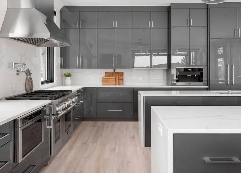 Glossy Gray Cabinets for a Sleek Look