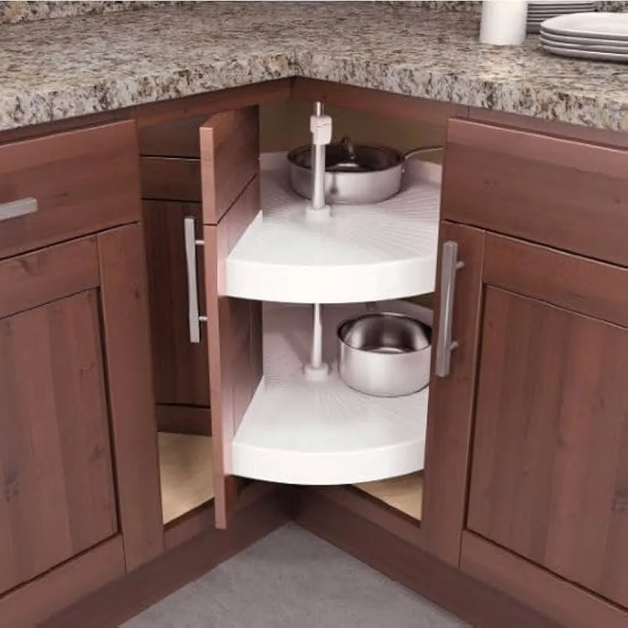 Pie Cut Corner Cabinet with Adjustable Shelves