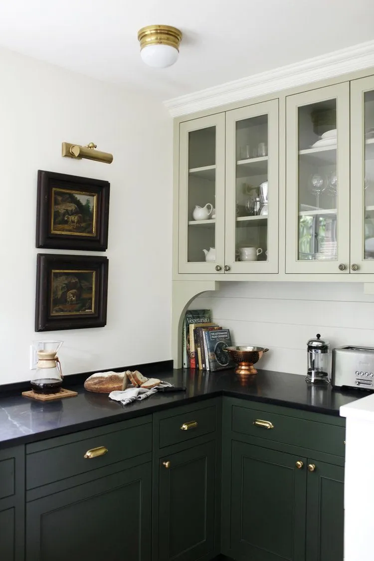 Sage green base cabinets with charcoal uppers cabinet Sage green base cabinets with charcoal uppers cabinet