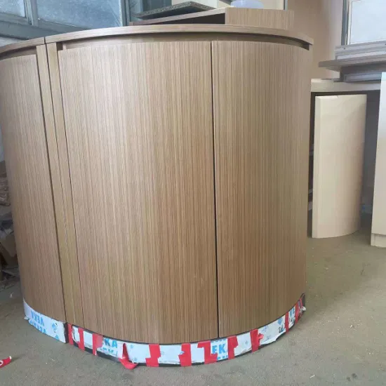 A rounded corner cabinet with curved doors Custom Curved Corner Cabinet by Factory Manufacturer