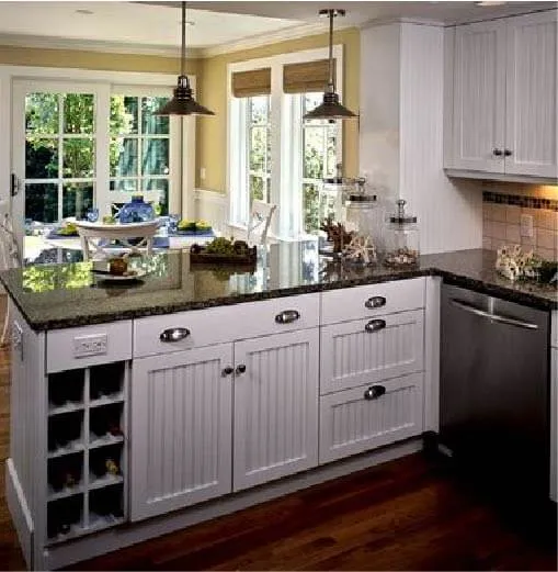 White kitchen cabinets with black countertops and handles White kitchen cabinets with black countertops and handles