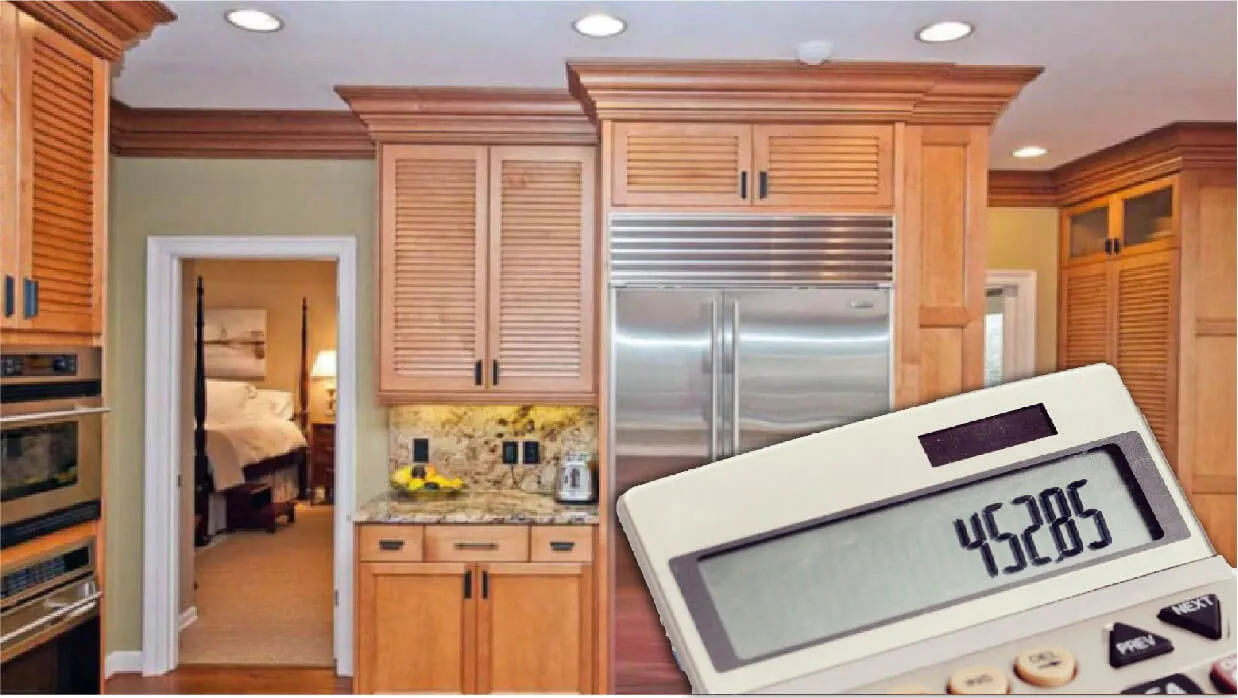 Wooden louvered kitchen cabinets with traditional rustic decor Wooden louvered kitchen cabinets with traditional rustic decor