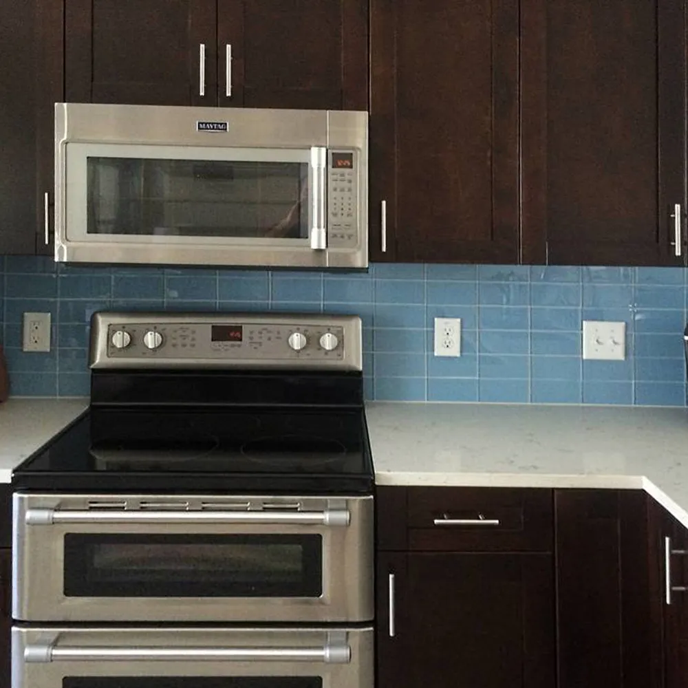brown kitchen cabinets with dark blue backsplashes brown kitchen cabinets with dark blue backsplashes
