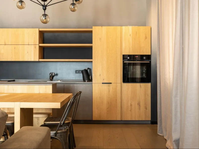 open kitchen cabinets with minimalist design