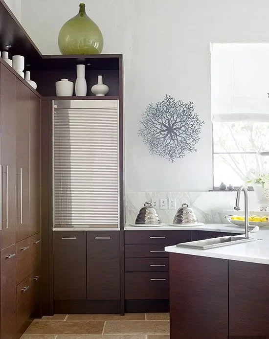 Decoración Arriba Para gabinetes de cocina modernos Cuelgue un espejo