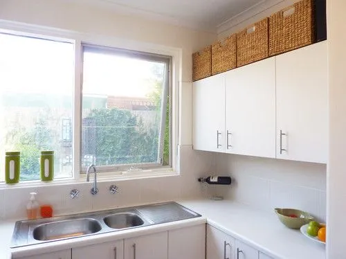 Decoración superior para gabinetes de cocina modernos Organícelos con cajas decorativas
