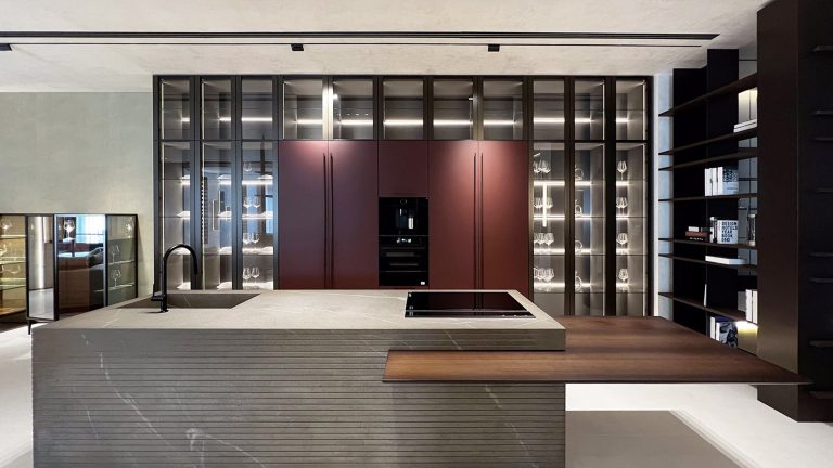luxury red kitchen cabinet