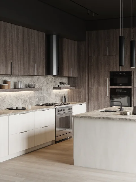 brown kitchen cabinet with beige wall modern Brown Kitchen Cabinets Brown and Beige