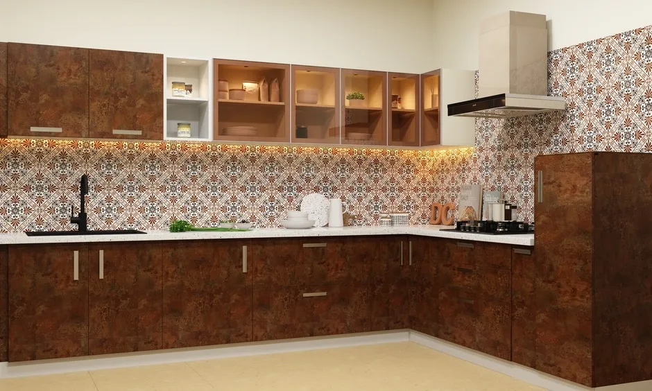 brown kitchen cabinets with gald light fixures modern Brown Kitchen Cabinets Brown and Gold