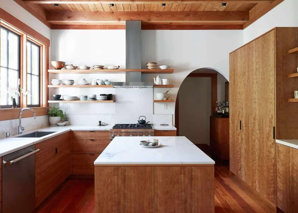 brown kitchen cabinets with light wood flooring modern Brown Kitchen Cabinets Choose Light Wood Floors