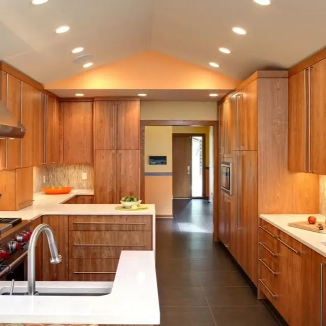 brown kitchen cabinets with Recessed Lighting modern Brown Kitchen Cabinets Use Recessed Lighting for a Modern Touch