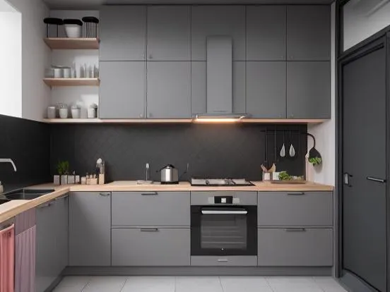 modern Gray kitchen cabinet Gray Cabinets with Black Accents