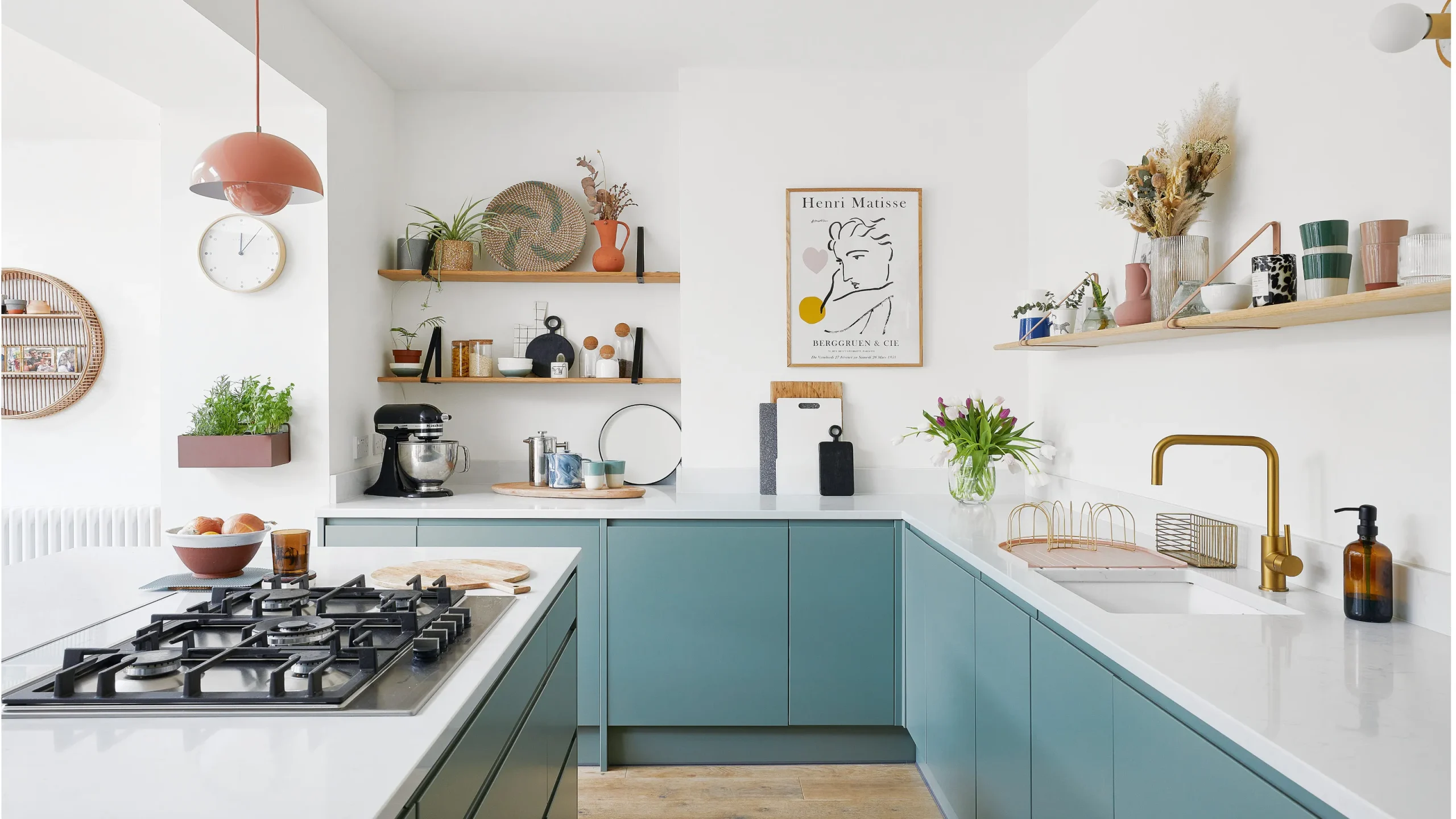 modern Open Kitchen Cabinets Use Open Cabinets to Display Decorative Pieces