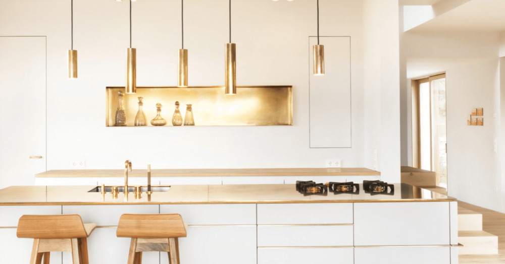 Brass handles pulls and faucets modern White Kitchen Cabinet Under Brass Fixtures