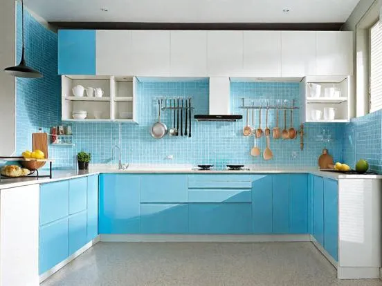 modern blue Kitchen Cabinets Sky Blue