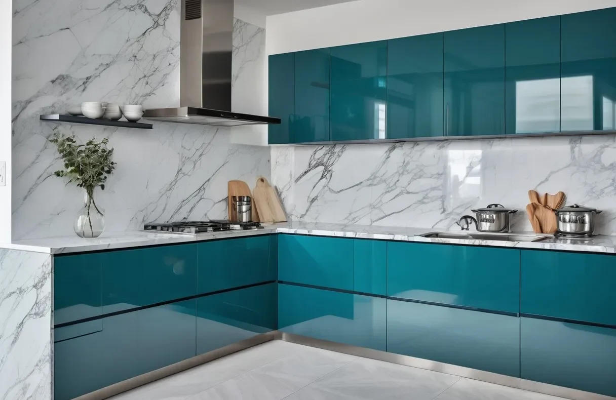 modern blue Kitchen Cabinets Teal and Turquoise