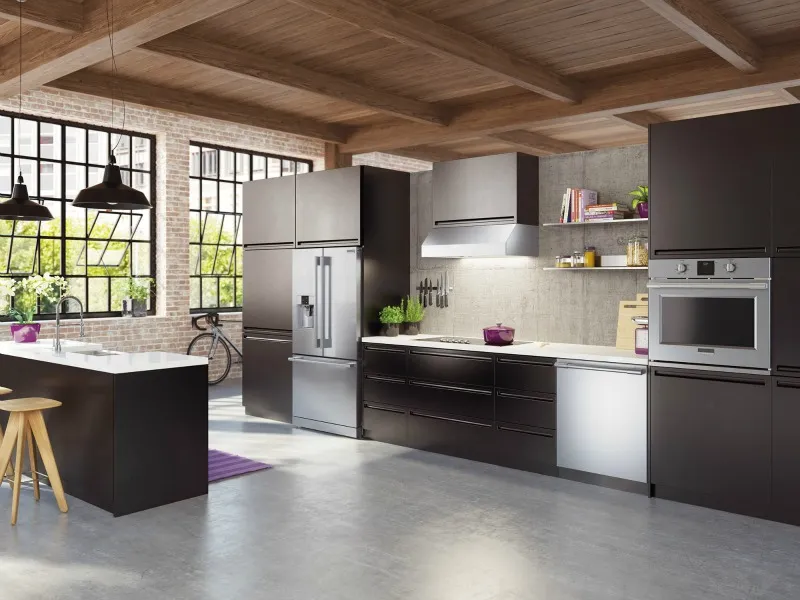 modern kitchen Appliance Walls and Built In Storage
