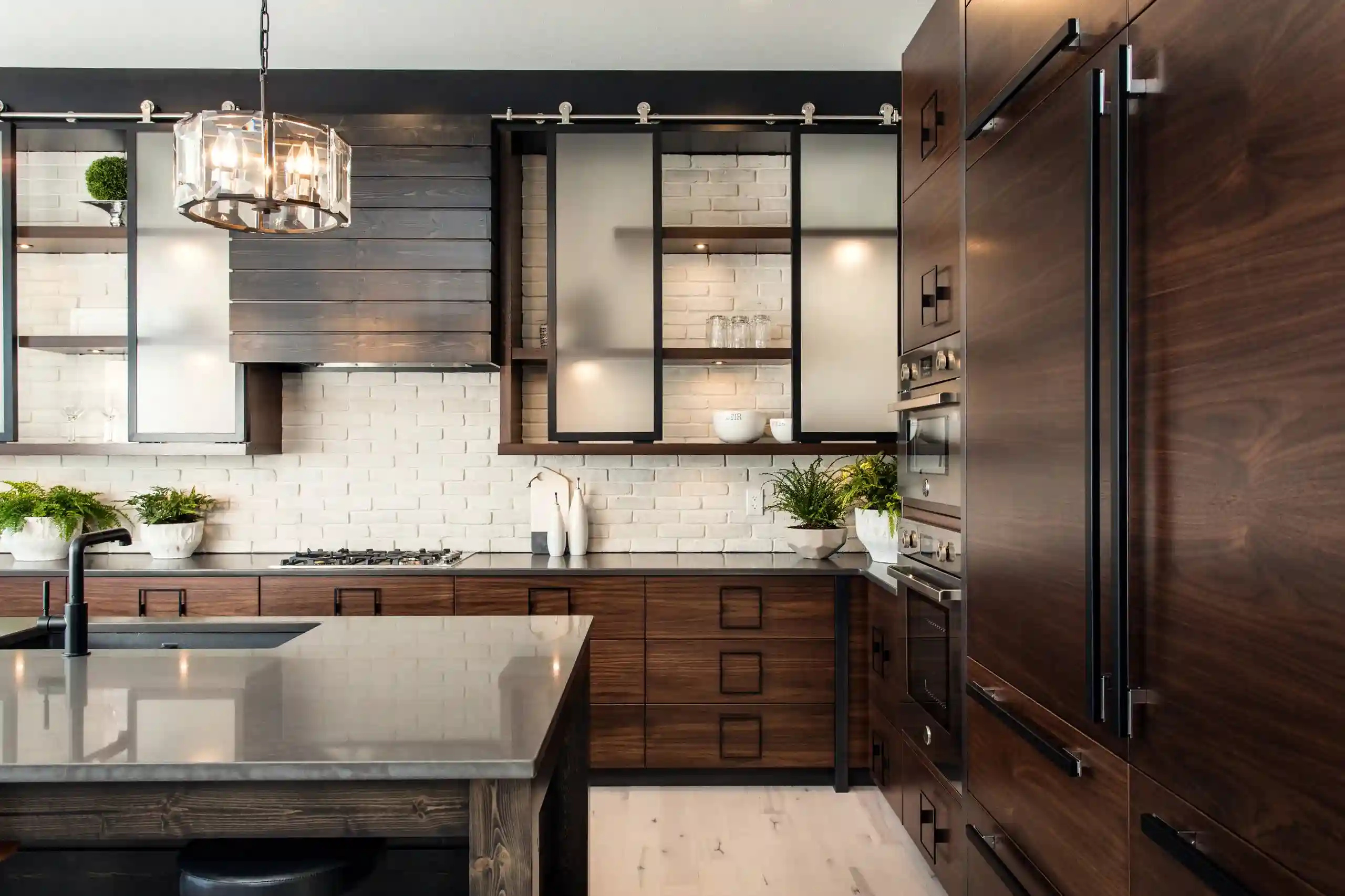 modern kitchen Frosted Glass Cabinet Doors