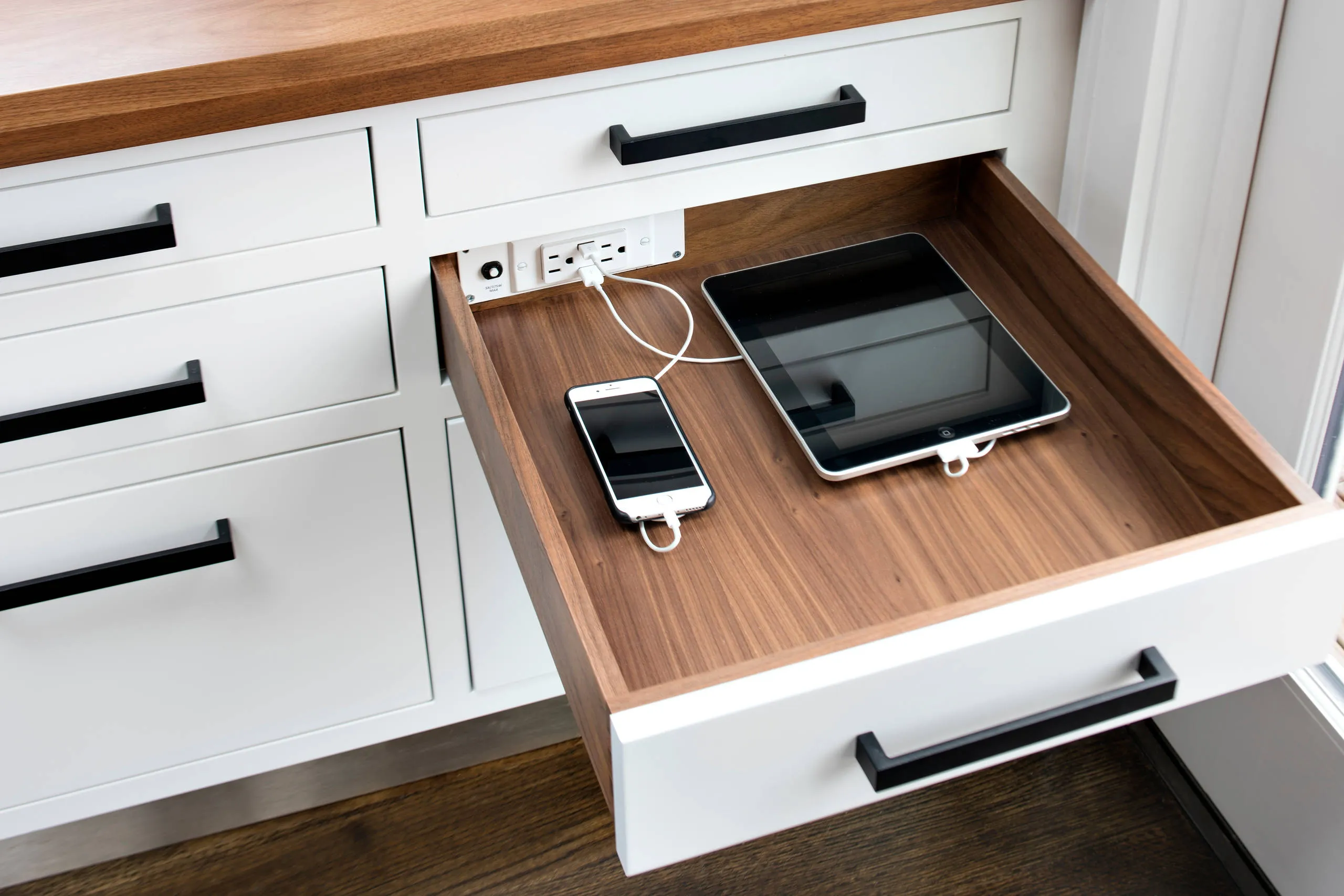modern kitchen Hidden Charging Stations