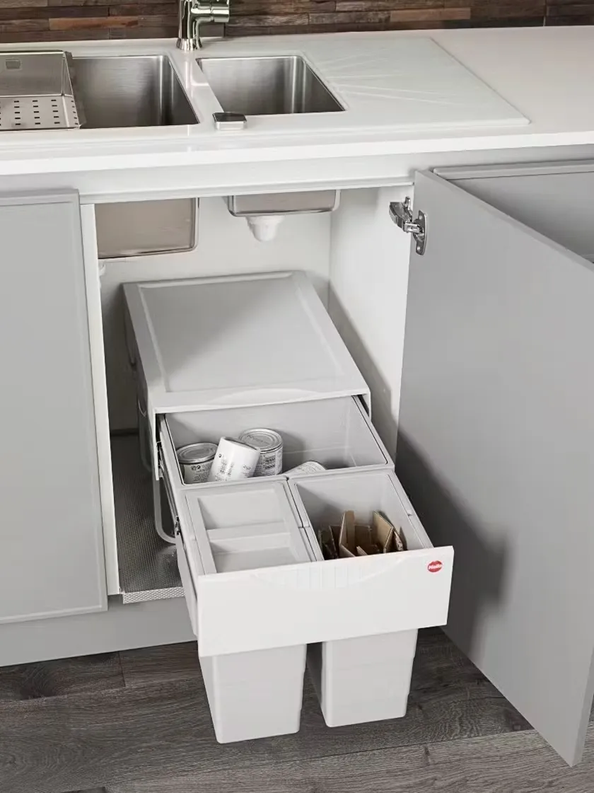 modern kitchen Hidden Recycling Bins