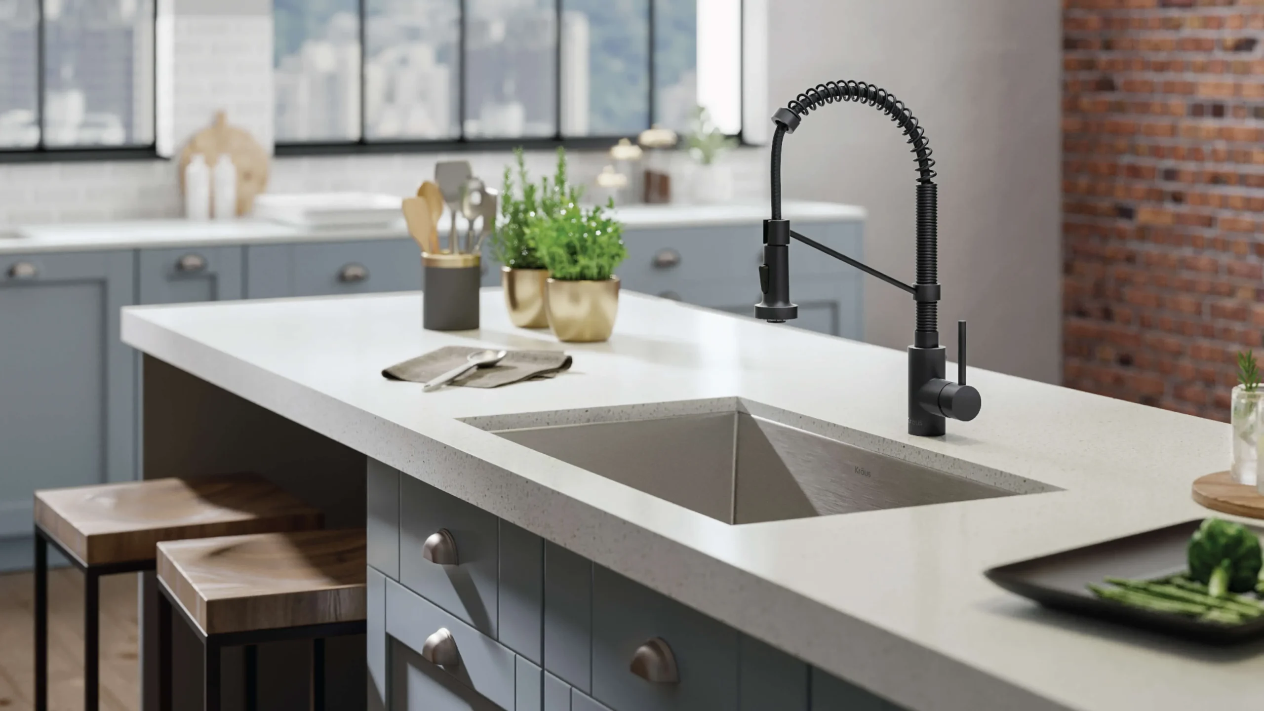 modern kitchen Matte Black Fixtures