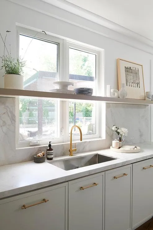 modern kitchen Open Shelving Above the Sink
