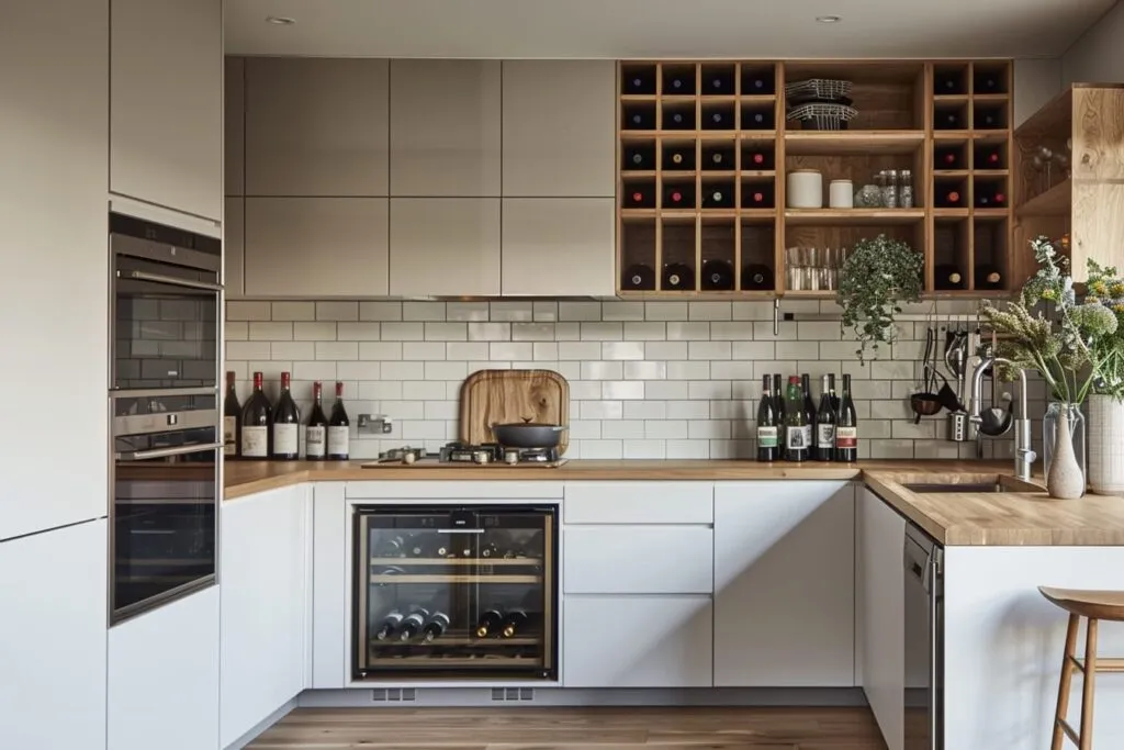 modern kitchen Under Cabinet Wine Storage