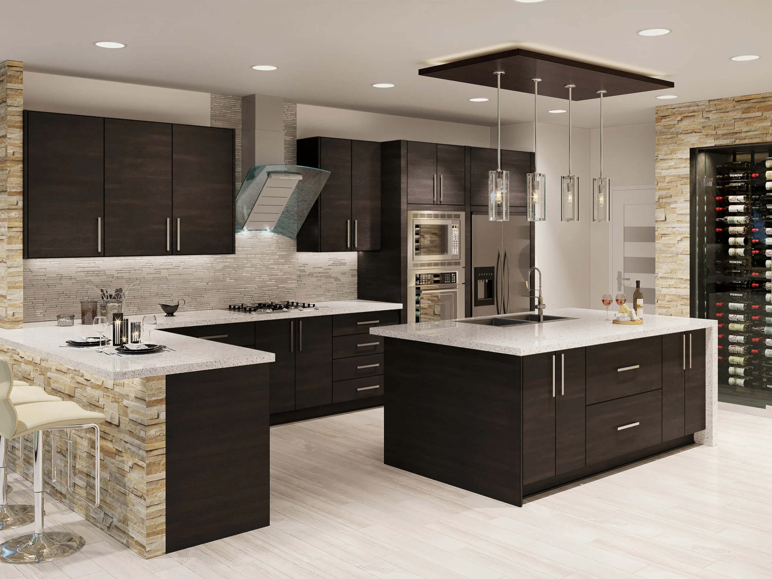 modern painting Kitchen Cabinets Dark Chocolate Brown Cabinets