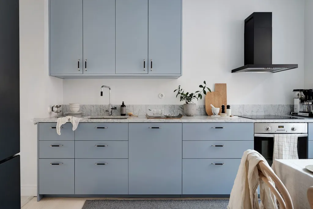 modern painting Kitchen Cabinets Light Blue Grey Cabinets