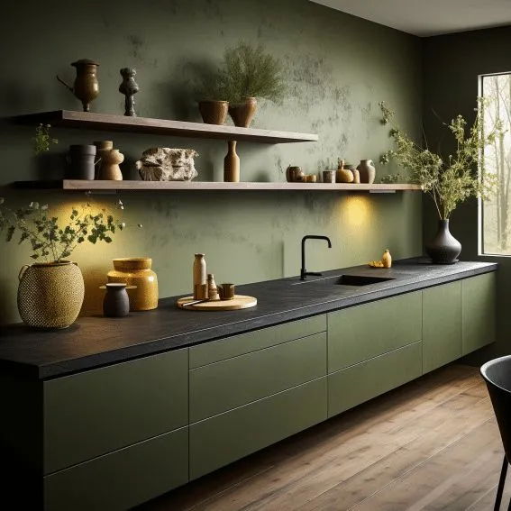 modern painting Kitchen Cabinets Olive Green Cabinets