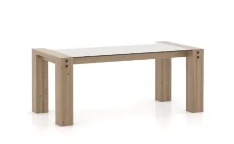 Canadel wooden dining table with a sleek glass tabletop design Canadel wooden dining table with a sleek glass tabletop design