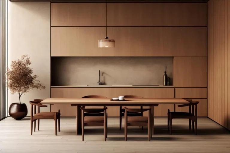 Contemporary kitchen with sleek cabinetry and matching dining set