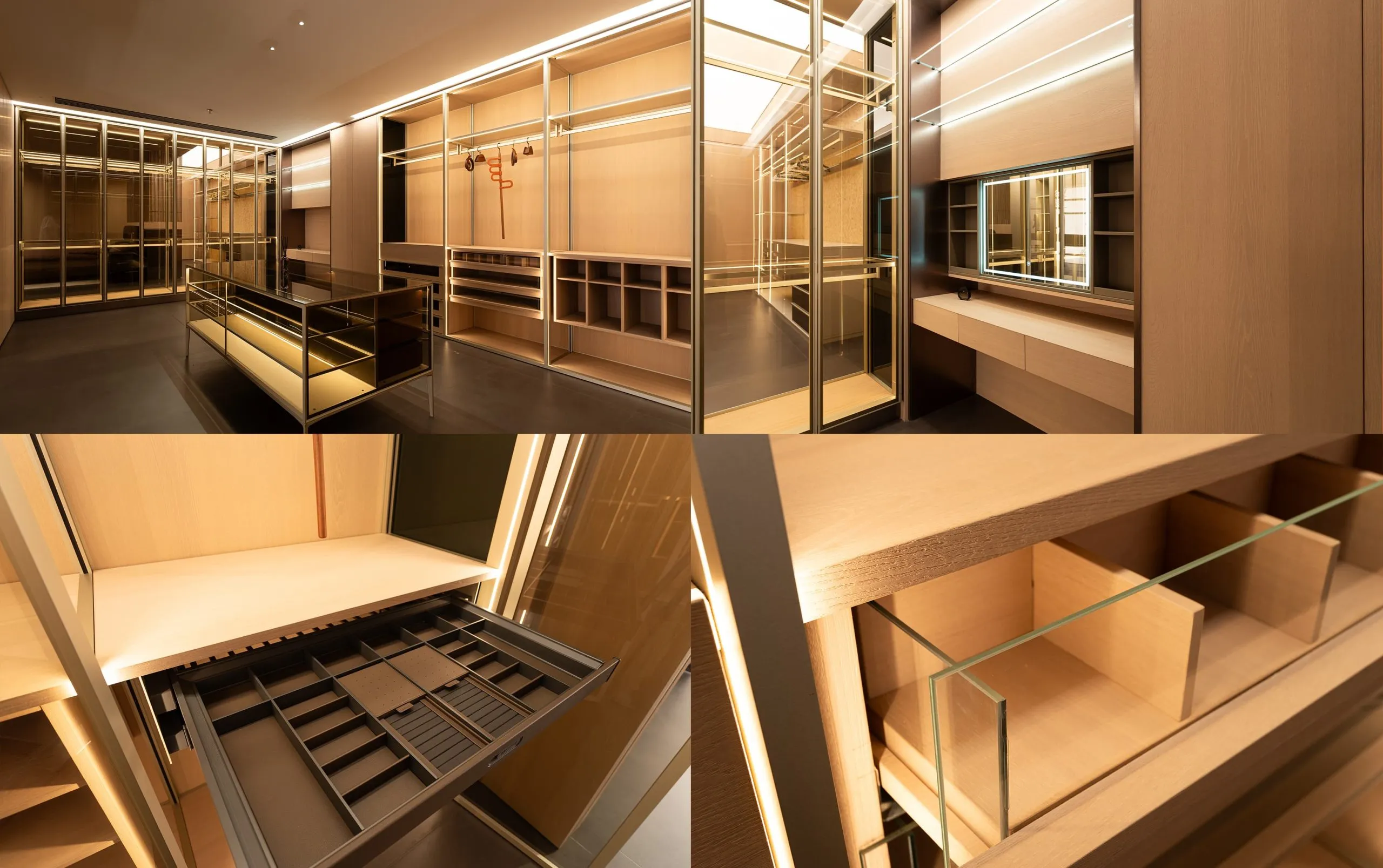 Spacious walk in closet with shelves and hanging space Spacious walk in closet with shelves and hanging space