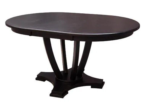 Woodcraft Furniture dining table with an oval top and curved pedestal base Woodcraft Furniture dining table with an oval top and curved pedestal base
