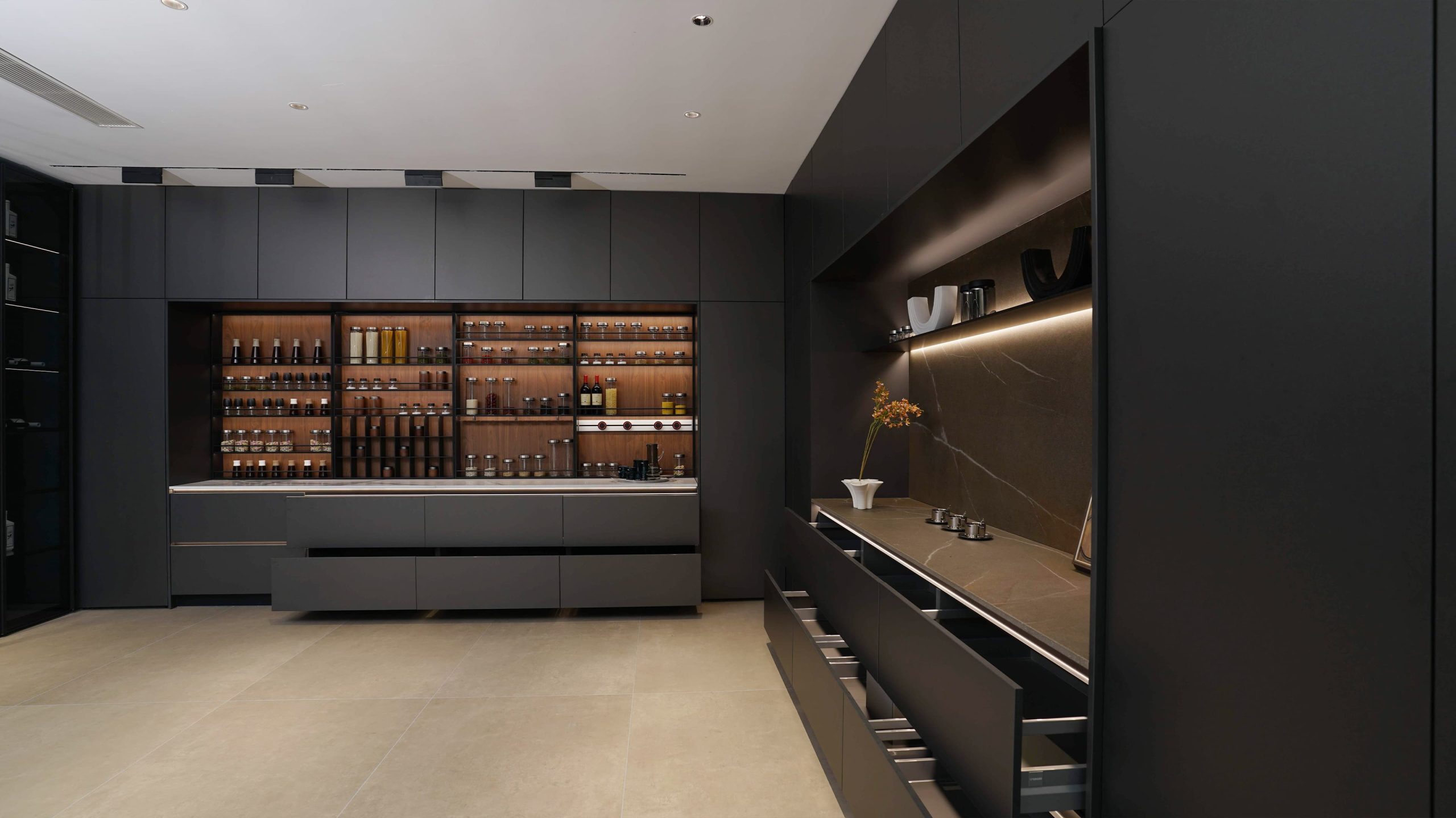 black kitchen cabinet